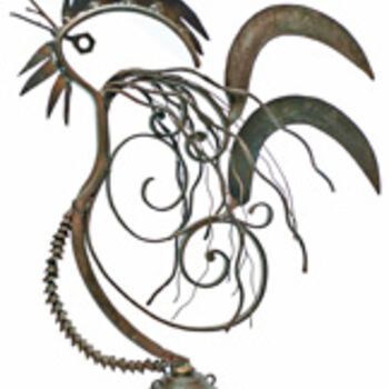 Sculpture titled "coq" by Albert Jacqueline Visage, Original Artwork, Metals