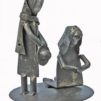雕塑 标题为“la priére” 由Albert Jacqueline Visage, 原创艺术品, 金属