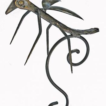 Sculpture titled "hydre à une tête" by Albert Jacqueline Visage, Original Artwork, Metals