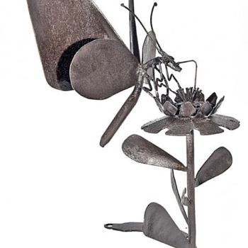 Sculpture titled "papillon butinant" by Albert Jacqueline Visage, Original Artwork, Metals