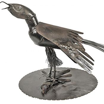 Sculpture titled "épervier ayant capt…" by Albert Jacqueline Visage, Original Artwork, Metals