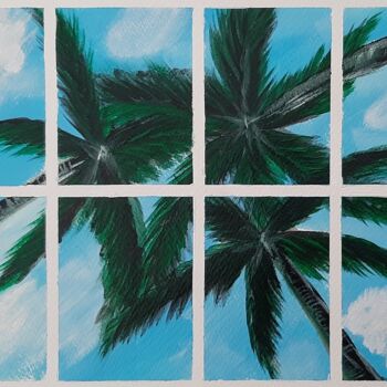 Painting titled "the three palm tree" by Ajw, Original Artwork, Acrylic
