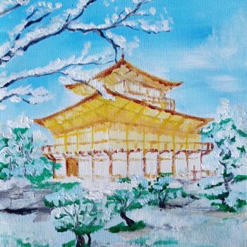 Painting titled "Kinkakuji at Kyoto…" by Ajw, Original Artwork, Acrylic