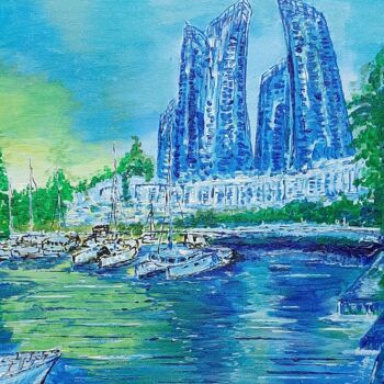 Painting titled "SG's Keppel Bay" by Ajw, Original Artwork, Acrylic