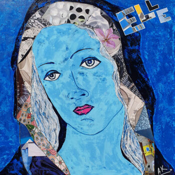 Painting titled "Elle" by Ak La Rousse, Original Artwork, Acrylic Mounted on Wood Stretcher frame