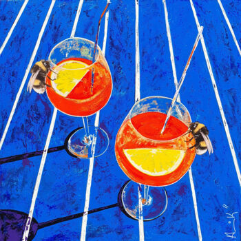 Painting titled "Ecolo spritz" by Ak La Rousse, Original Artwork, Acrylic Mounted on Wood Stretcher frame