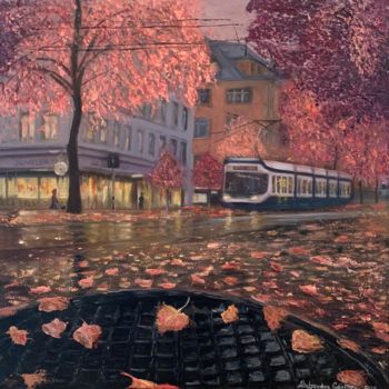 Painting titled "Autumn in Brussels" by Aliaksandra Gärtner, Original Artwork, Oil