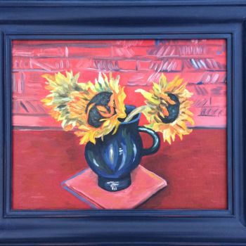 Painting titled "Sunflowers" by Elena Cobb, Original Artwork, Oil