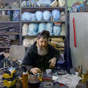 Painting titled "Мастер" by Maksim Titov, Original Artwork, Oil