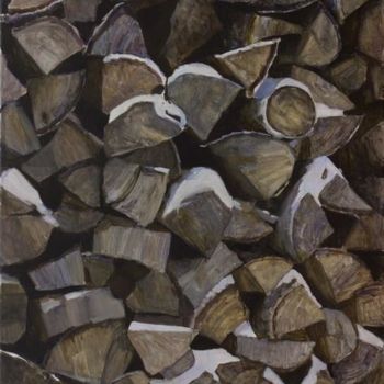 Картина под названием "1350 за куб" - Максим Титов, Подлинное произведение искусства, Масло Установлен на Деревянная рама дл…