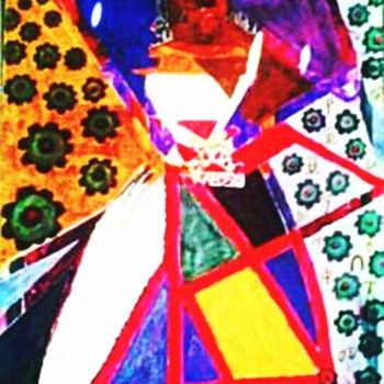 Ζωγραφική με τίτλο "mushra" από Akalu Bekele Bogale, Αυθεντικά έργα τέχνης, Ακουαρέλα