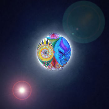 Digitale Kunst mit dem Titel "Lune de Mawu" von Akara Péala, Original-Kunstwerk