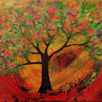 Painting titled "L'arbre de Feu" by Akara Péala, Original Artwork, Acrylic