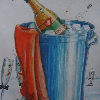 Рисунок под названием "Champagne" - Akara Péala, Подлинное произведение искусства