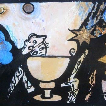 Peinture intitulée "L'angoisse de naitre" par Akara Péala, Œuvre d'art originale
