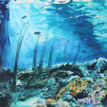 Картина под названием "reef" - Ekaterina Antipova, Подлинное произведение искусства, Акварель