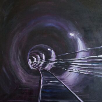 Painting titled "Tunnel" by Ekaterina Antipova, Original Artwork, Acrylic Mounted on Wood Stretcher frame