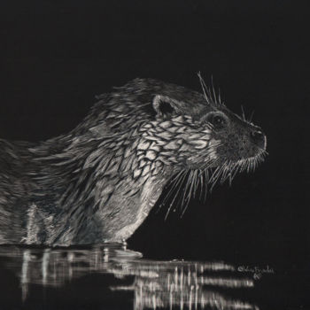 "Otterville "Gettin…" başlıklı Tablo Karen Nealon tarafından, Orijinal sanat, Scratchboard 