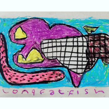 Pintura intitulada "Long Fat Fish" por Akbar Warisqia, Obras de arte originais, Pastel