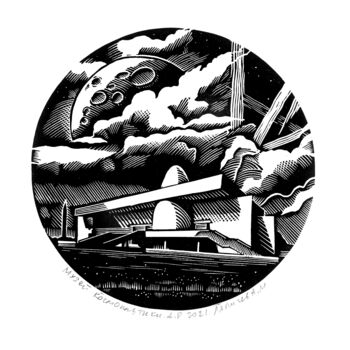 Gravures & estampes intitulée "Музей Космонавтики…" par Anton Liapichev, Œuvre d'art originale, Gravure
