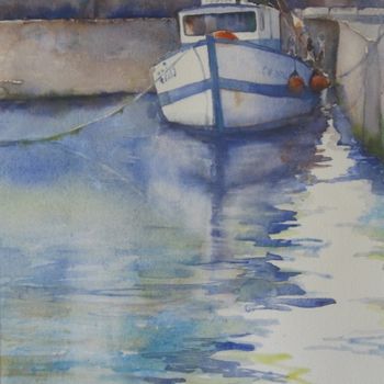 Painting titled "Port en Bessin I" by Annick Claude, Original Artwork