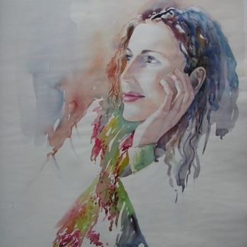 Painting titled "Rêveuse" by Annick Claude, Original Artwork