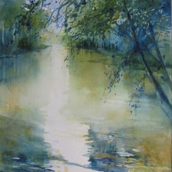 Peinture intitulée "Au fil de l'eau III" par Annick Claude, Œuvre d'art originale