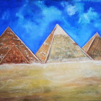 Pittura intitolato "Les pyramides d'Égy…" da Akhesa, Opera d'arte originale, Pastello