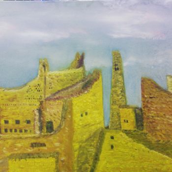 Painting titled "Desert structure" by Aksh, Original Artwork, Oil