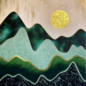 Painting titled "Mountain" by Anastasiya Dmitrieva, Original Artwork, Acrylic Mounted on Wood Stretcher frame