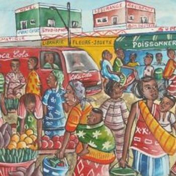 Malarstwo zatytułowany „le marché de koudou…” autorstwa Ako Wilson, Oryginalna praca