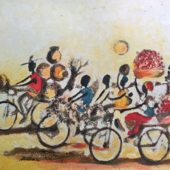 Painting titled "160-a-velo-vers-le-…" by Ako Wilson, Original Artwork