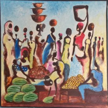 Pintura titulada "180-les-vendeuses-d…" por Ako Wilson, Obra de arte original