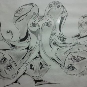 Drawing titled "Tableau02" by Akram Romdhani, Original Artwork, Pencil