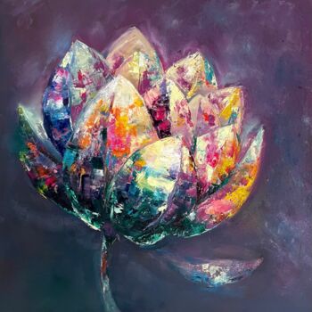 Peinture intitulée "Lotus III" par Aksana Chmel, Œuvre d'art originale, Huile