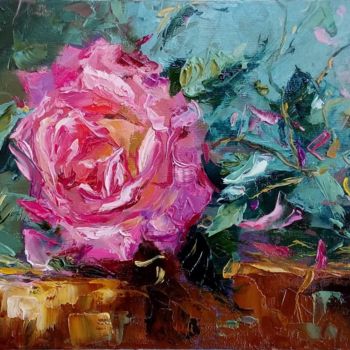 Painting titled "A rose.jpg" by Oksana Voitsekhovich, Original Artwork, Oil