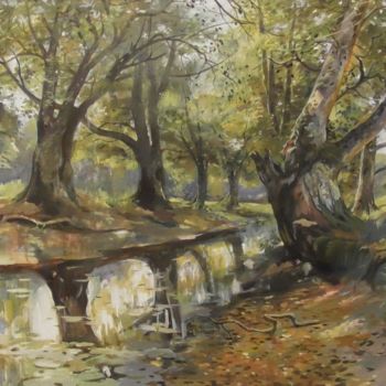Painting titled "лес.jpg" by Andrei Sanin, Original Artwork, Oil