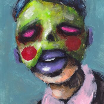 Peinture intitulée "Mr. Green maska" par Aksenov Ruslan, Œuvre d'art originale, Acrylique