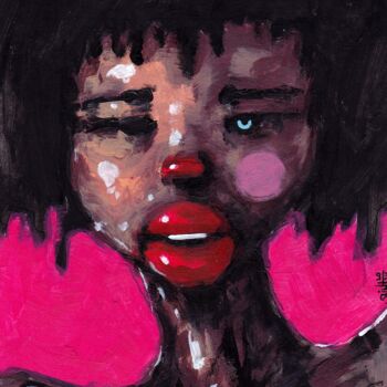 Peinture intitulée "Mrs. Afro girl" par Aksenov Ruslan, Œuvre d'art originale, Acrylique