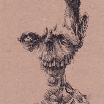 Tekening getiteld "Mr. Zombie ink" door Aksenov Ruslan, Origineel Kunstwerk, Inkt