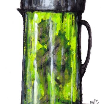Painting titled "Mr. Green Tea" by Aksenov Ruslan, Original Artwork, Acrylic