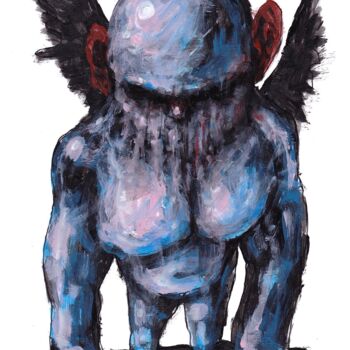 Painting titled "Mr. Blue Kong" by Aksenov Ruslan, Original Artwork, Acrylic