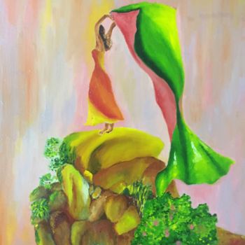 Painting titled "escaping reality" by Akshatha, Original Artwork, Oil