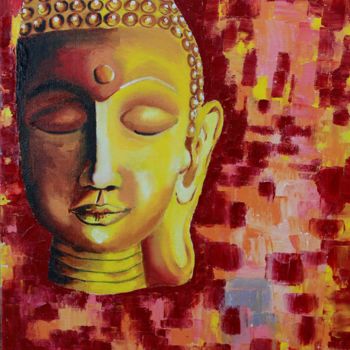 Malarstwo zatytułowany „buddha serene” autorstwa Akshatha, Oryginalna praca, Olej