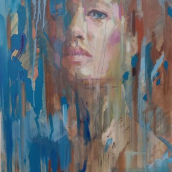 Painting titled "Absrtact portrait o…" by Aksinia, Original Artwork, Oil