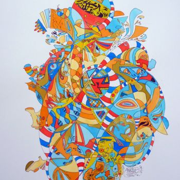 Σχέδιο με τίτλο "La reine de Saba" από Akso, Αυθεντικά έργα τέχνης