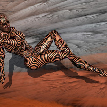 Цифровое искусство под названием "Seigaiha" - Al Ego, Подлинное произведение искусства, 3D моделирование Установлен на Алюми…