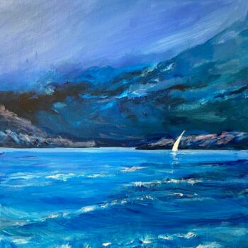 Painting titled "Retour sous voiles" by Aline Eskenazi, Original Artwork, Acrylic Mounted on Wood Stretcher frame