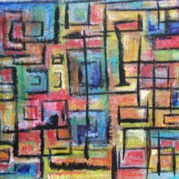 Painting titled "The Mondrian Effect" by Annie Laforge, Original Artwork