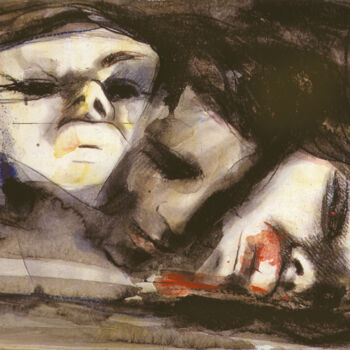 Pittura intitolato "Lei, lui, l'altro" da Al Torella, Opera d'arte originale, Acrilico Montato su Pannello di legno